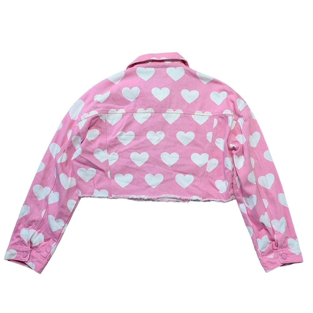 Lazy Oaf All My Heart Cropped Denim Jacket Pink - Picture 5 of 8